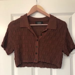 Brown knit crop top sweater